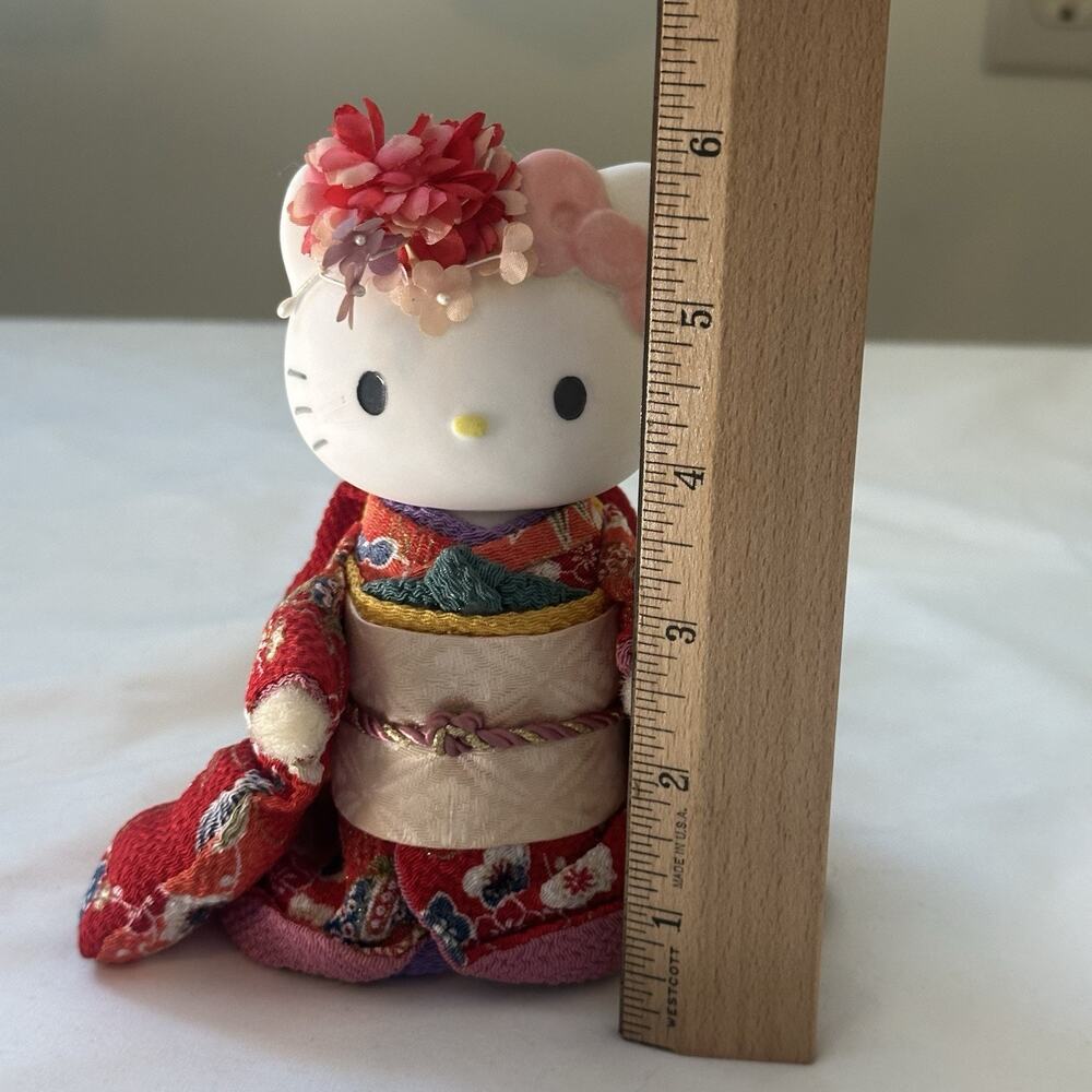 Vintage 2001 Sanrio Hello Kitty Ceramic Red Kimono Figurine Floral Japan Rare 6” - Picture 5 of 11